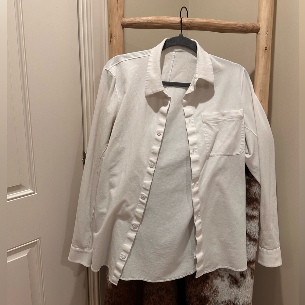 Lululemon Commission Long Sleeve Button-Down Shirt – White, Size M